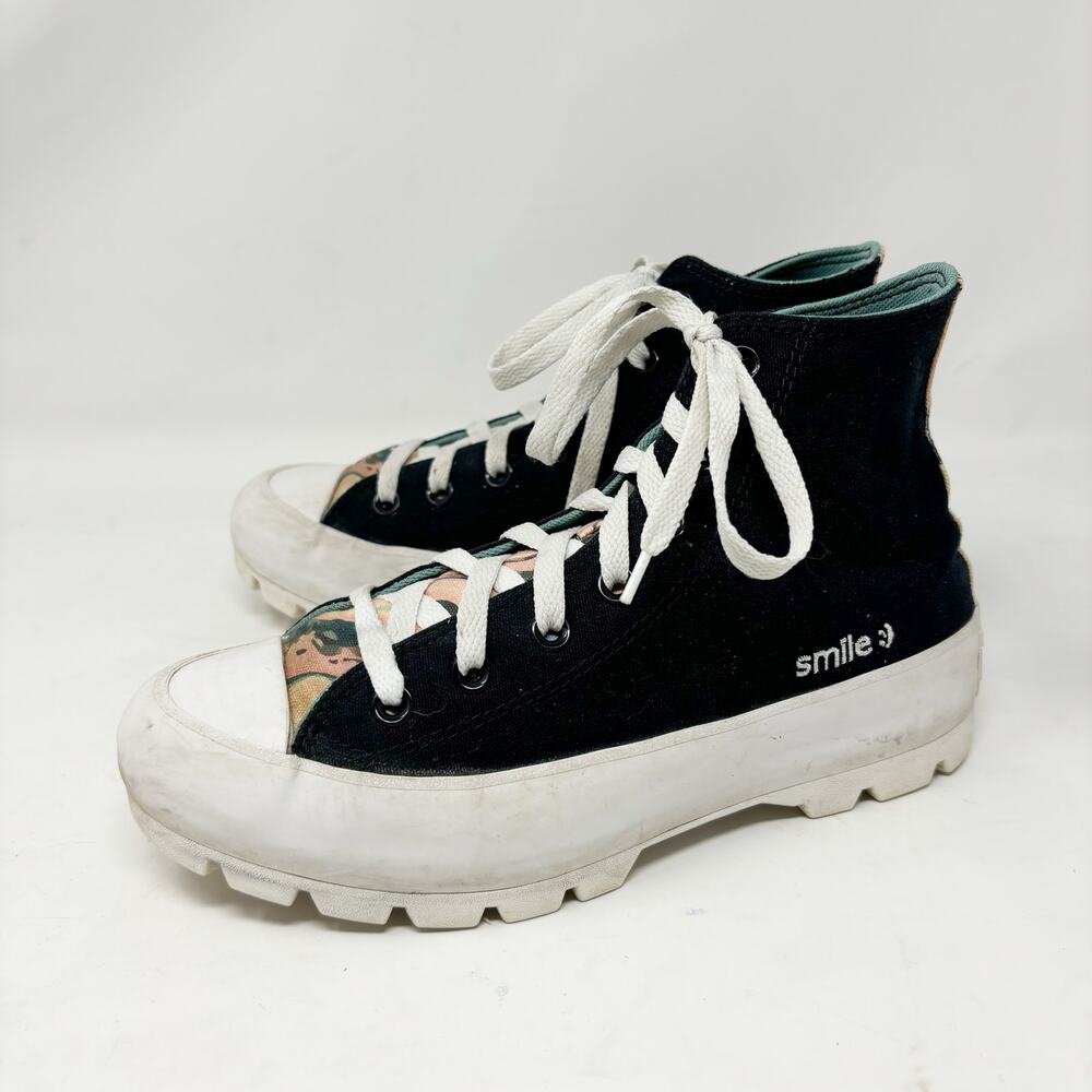 Converse Chuck Taylor All Star Platform Lug Sole High Tops Womens Size 8 "Smile"